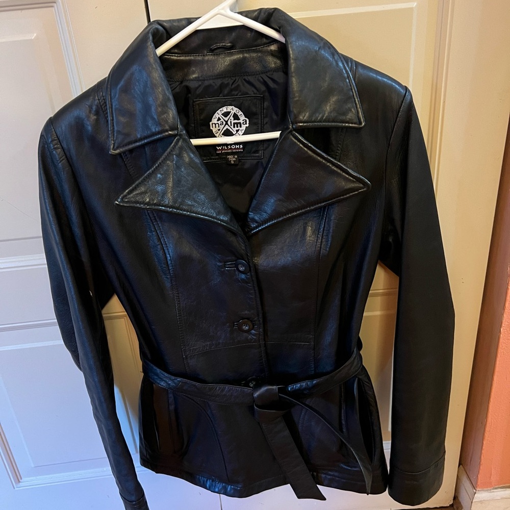 Wilson Black Leather Belted Women's Jacket